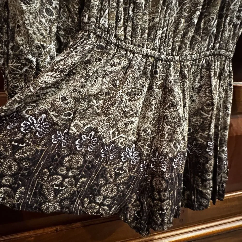 Free People Womens So Divine Romper Off the Shoulder Paisley Smocked XS